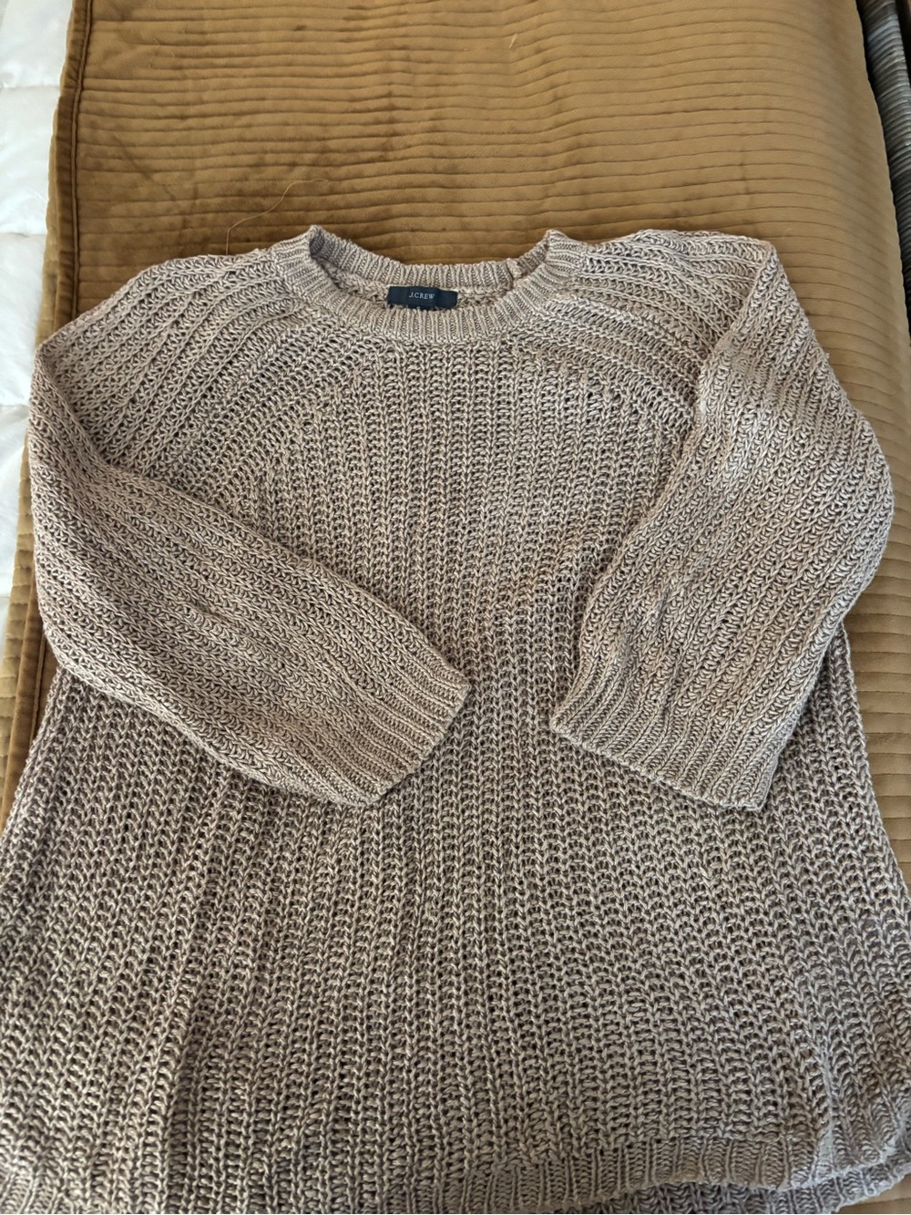 J. Crew Chunky Knit Crewneck Sweater in Taupe